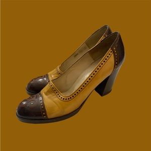 BRUNO MAGLI GENUINE LEATHER MUSTARD BROWN VINTAGE 80S
